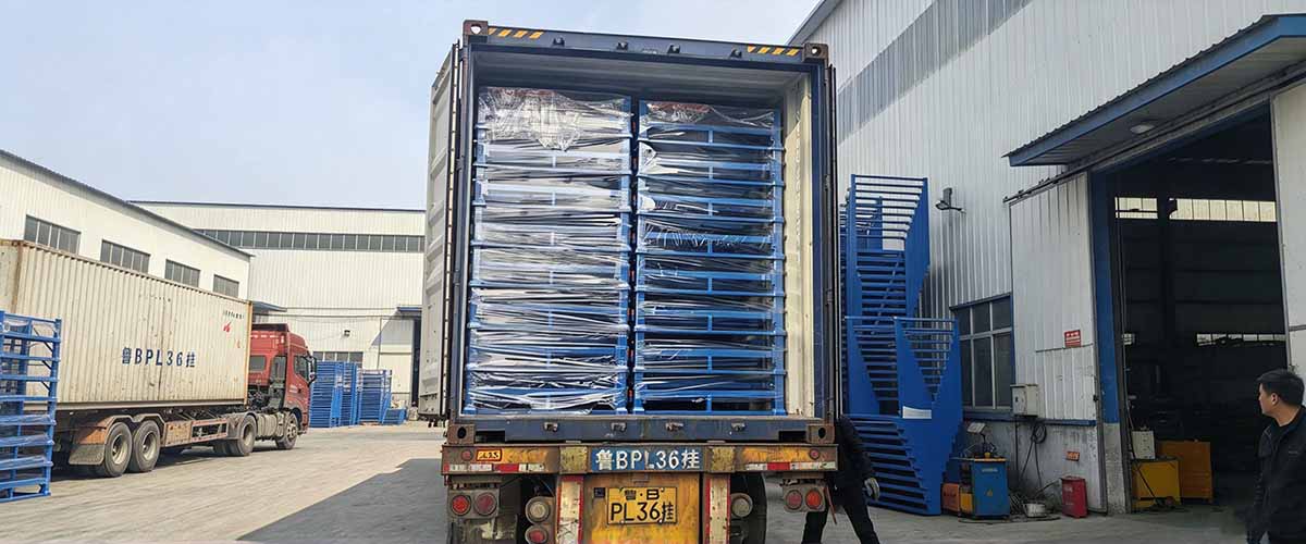 images of plastic roll storage racks ready for shipment